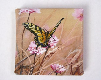 2x2 Butterfly Art Magnet Set on Canvas by J. Mandrick