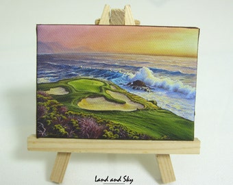 2.5x3.5 Pebble Beach Mini Fridge or Easel Painting by J. Mandrick