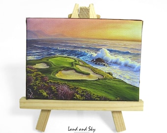 2.5x3.5 Pebble Beach Mini Fridge or Easel Painting by J. Mandrick