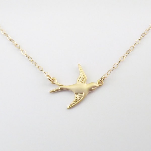 Gold Bird Necklace - Gold Sparrow