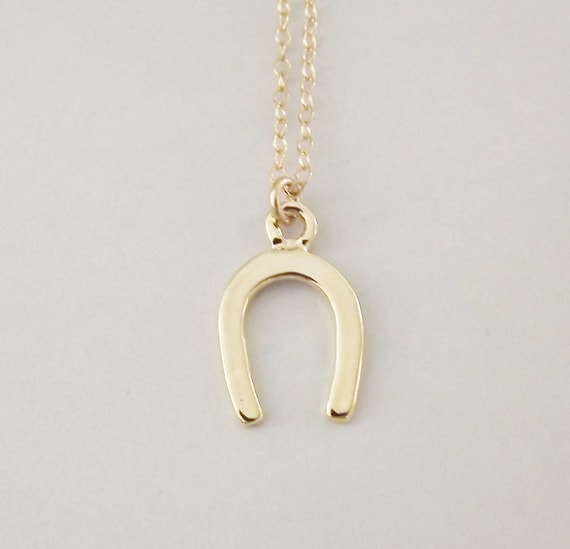 Items similar to Gold Horseshoe Necklace 14k Gold Filled Simple