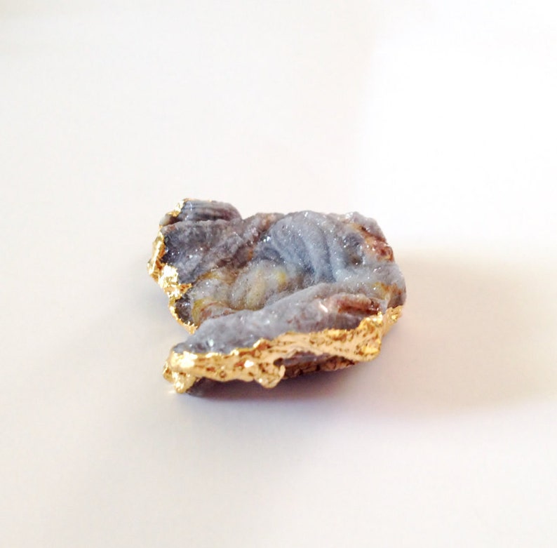 S68B9-03 Natural Druzy Natural Freeform Druzy Pendant with Electroplated 24k Gold Edge DDZ