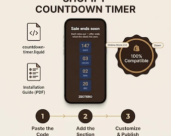 Shopify Countdown Timer Section | Fixed or Evergreen (Liquid Code)