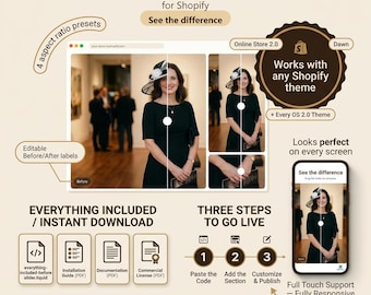 Shopify Before After Slider Section | Liquid Code Drag Comparison | Theme Editor | Digital Download