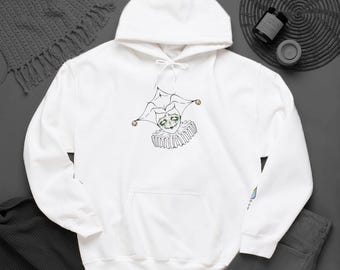 CLOWN SERIES | Jester | Original Art | Handmade Design | UNISEX Hoodie
