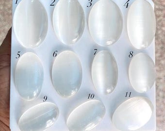 Selenite Cabochon | Satin Spar Cabochon | Natural White Selenite Stone | Crystal Gemstone Cabochon | Jewelry Making Stone