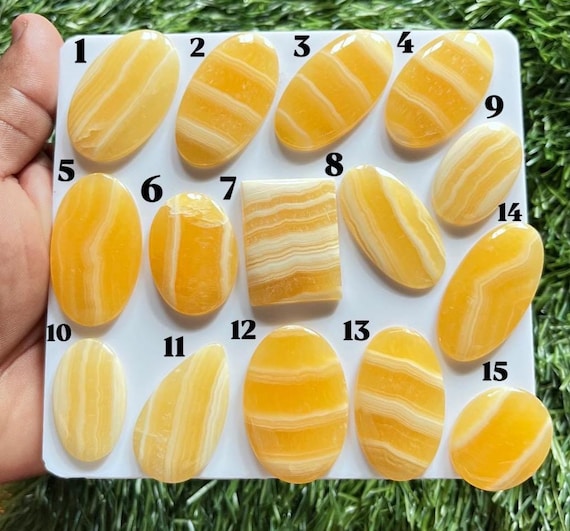 Natural Yellow Lace Agate Cabochon | Yellow Agate Gemstone | Loose Gemstone for Jewelry Making | Polished Stone