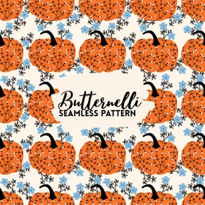 Whimsical Halloween Pumpkin Seamless Pattern PNG File (Digital Download)