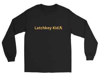 Latchkey Kid Long Sleeve Shirt, Funny Gen X Nostalgia Tee, Minimalist 80s 90s Graphic T-Shirt, Cynical Millennial Streetwear Apparel
