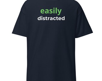 Camiseta de manga corta con estampado divertido de TDAH y neurodiversidad, camiseta minimalista sarcástica, regalo discreto para personas que piensan demasiado y son un poco perezosas.