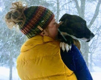 Chapeau de queue de cheval au crochet, chapeau de chignon désordonné, chapeaux d’hiver pour femmes