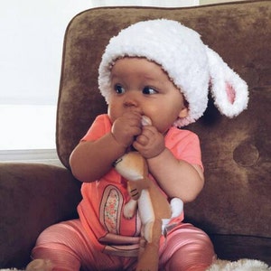 Warm knit bunny hat, Babies bunny hat, Easter bunny hat, Childrens bunny hat, Fuzzy hat, Newborn hat,Infant photo prop