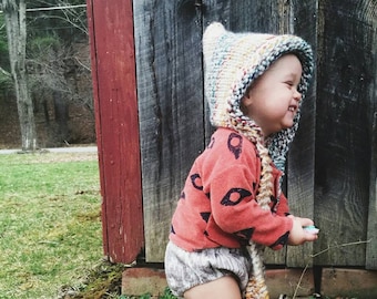 Pixie-muts voor kinderen, oversized gebreide muts, elfenhoed, wintermutsen, grof gebreide mutsen, kindermode