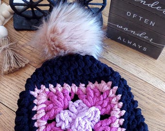 Hand Crocheted Winter Hats, Unisex hats, Girlfriend gifts, Acrylic Hats, Granny square hats