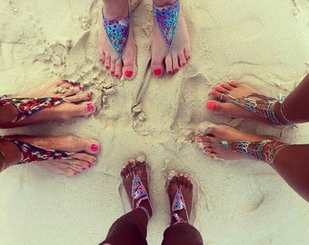 Handmade Crochet Barefoot Sandals,Hippie Foot Thongs Crochet Accessories, Bridal, Bridesmaids, Summer, Beach