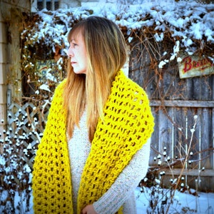 Chunky Cowl Scarf,Gold Mustard, Citron Bulky, Eternity cowl,Chunky Infinity Scarf, Bulky Long Womens Winter Accessories,Warm Scarf,Handmade image 1