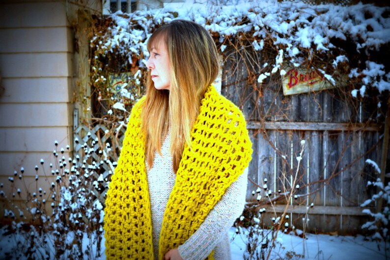 Chunky Cowl Scarf,Gold Mustard, Citron Bulky, Eternity cowl,Chunky Infinity Scarf, Bulky Long Womens Winter Accessories,Warm Scarf,Handmade image 1