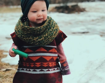 Children's chunky crocheted cowl, kids cowl, children's scarves