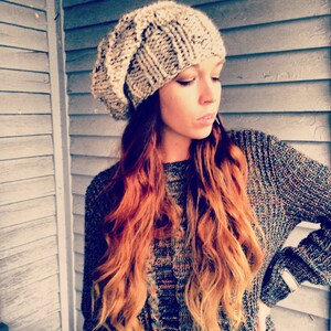 Hand Knit Slouchy Hat,Unisex Winter Hat,Warm Hat,Mens Slouchy Hat,Womens slouchy Hat,Ski Hat,Pom beanie,Women&#39;s Pom Hats, Bulky knit hat,