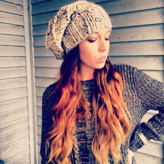 Hand Knit Slouchy Hat,unisex Winter Hat,warm Hat,mens  display picture 2