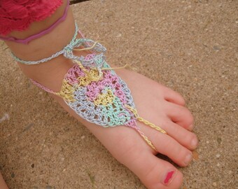 Handmade Crocheted Childrens Barefoot Sandals