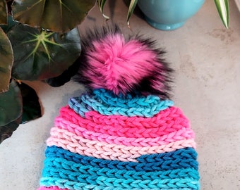 Hand Crocheted Winter Hats, Unisex hats, Girlfriend gifts, Acrylic Hats, Rainbow hats