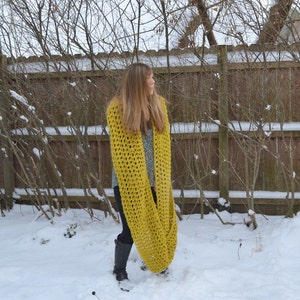 Chunky Cowl Scarf,Gold Mustard, Citron Bulky, Eternity cowl,Chunky Infinity Scarf, Bulky Long Womens Winter Accessories,Warm Scarf,Handmade image 4