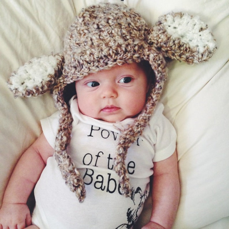 Crocheted Lamb Hat Animal Hat Lamb Ear Flap Hatbaby Hat Etsy