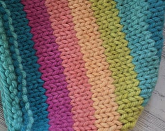 Hand Knitted Rainbow Elf hat