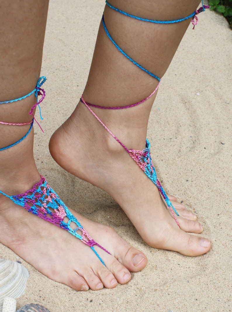 Barefoot Sandals,Hippie Foot Thongs, Bridal, Bridesmaids, Summer, Beach, Lace up Sandals, Festival,Stocking Stuffers image 1