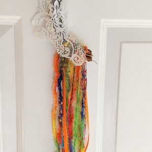 Colors of the rainbow Half Moon Grapevine wallhanging, Nursery HalfMoonDreamcatcher, Wall decor,Boho design, Decor under 30 image 4