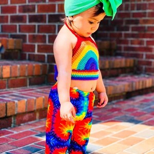 Crocheted Rainbow Halter, Kids Crop Top, Girls Rainbow Top, Baby Summer ...