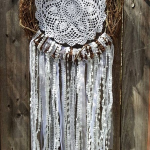 Grapevine Wreath Dreamcatcher, Gran Dreamcatcher, Colgante de pared, guiño de puerta imagen 2