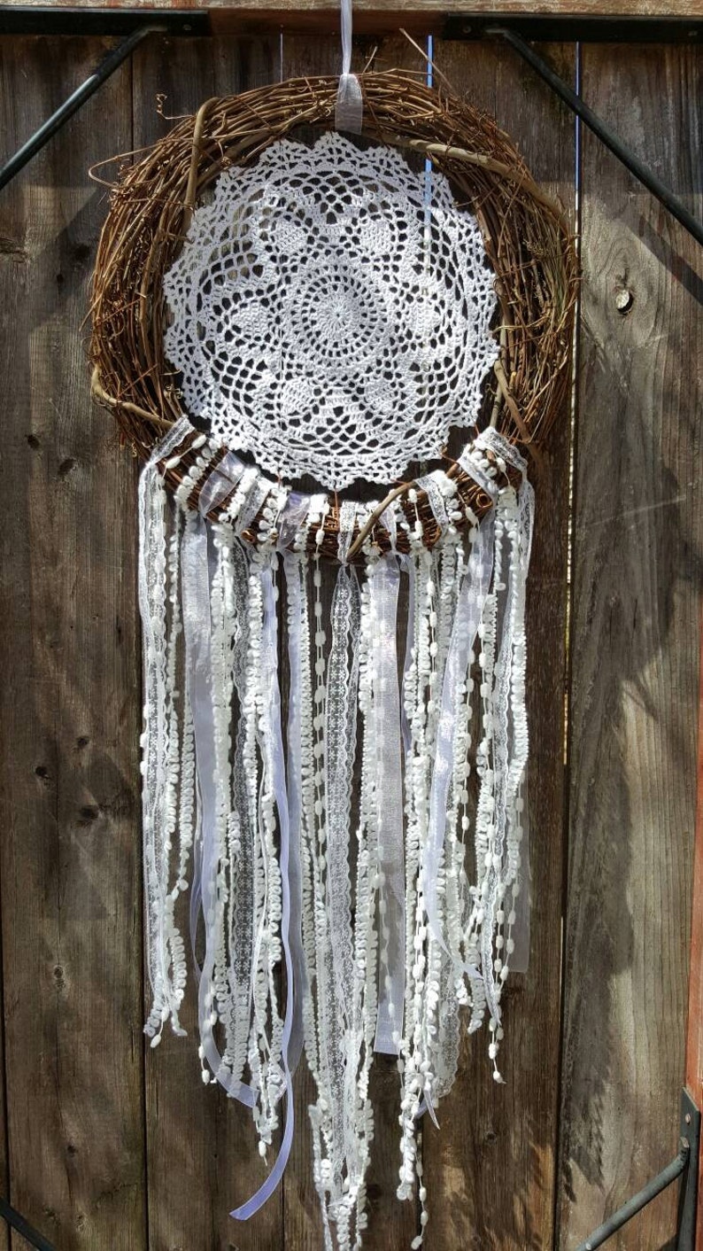 Grapevine Wreath Dreamcatcher, Gran Dreamcatcher, Colgante de pared, guiño de puerta imagen 2