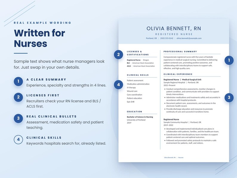 CNA Resume Template | Nursing Assistant Example | Cover Letter | ATS - Etsy