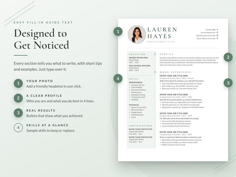 Client Service Cv Example Customer Service Resume Template With Photo | Cover Letter | Word ...