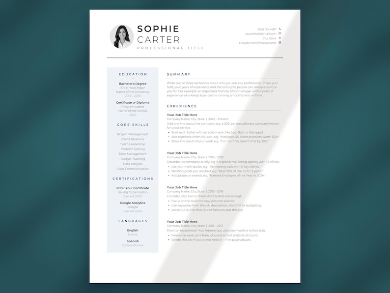 Client Service Cv Example Customer Service Representative Resume With Photo | Cover Letter - Etsy