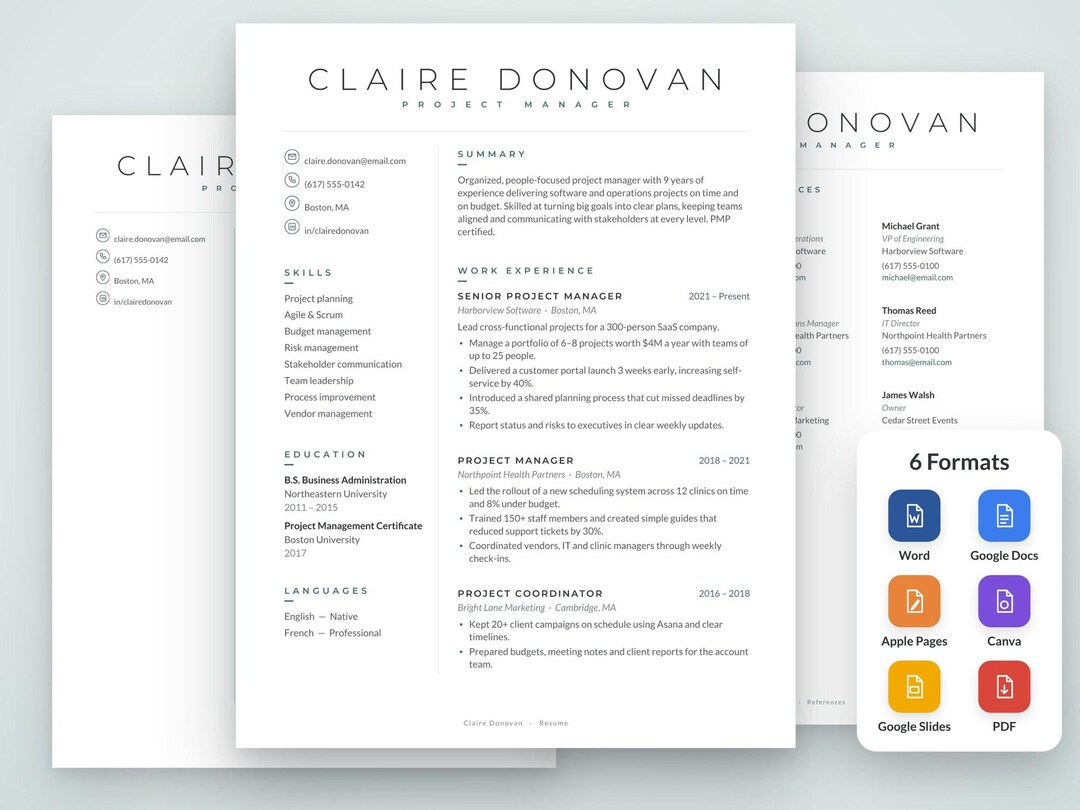 Minimalist Resume Template | Simple Modern Resume, Cover Letter ...