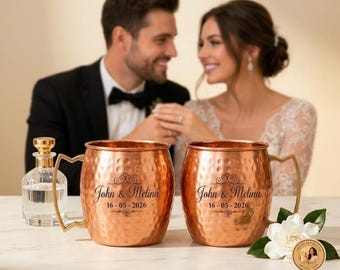 Tazza in rame martellato personalizzata / Tazza da Moscow Mule con nome personalizzato, regalo per anniversario di matrimonio