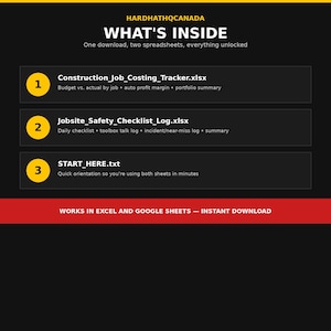 Contractor Admin Starter Pack – Job Costing Tracker + Safety Checklist Log Bundle (Excel/Google Sheets)