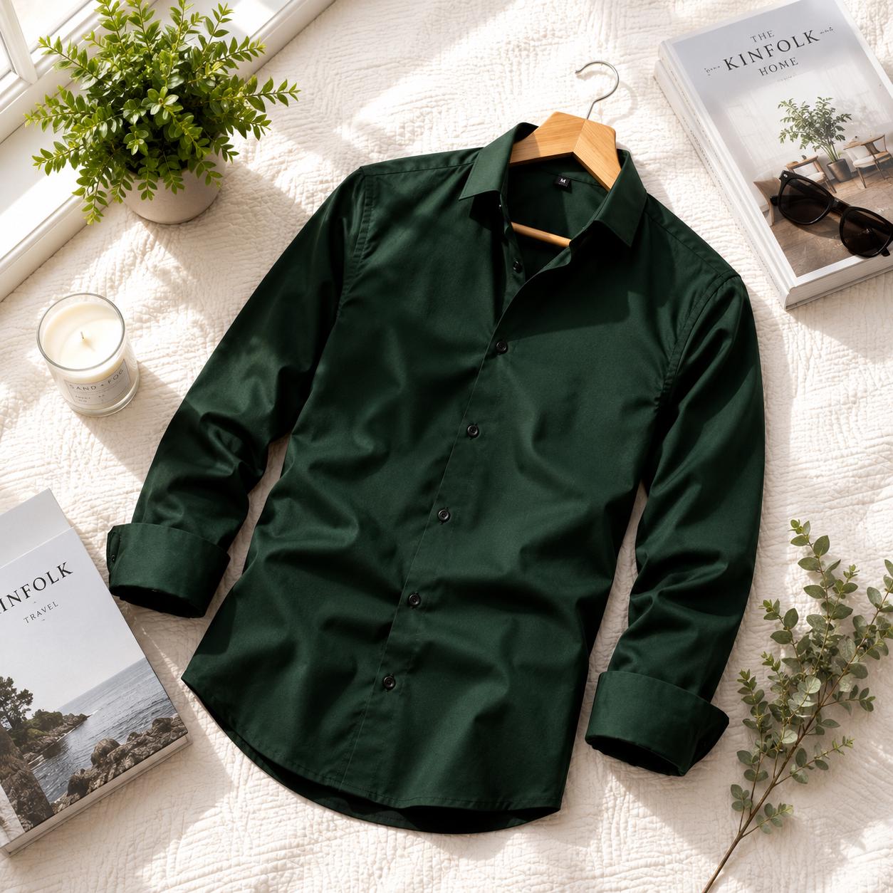 Mens Dark Green Dress Shirt