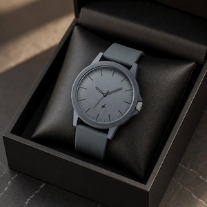 Gray Analog Watch for Men, Minimalist Gray Dial Wristwatch, Gray Strap Casual Fashion Watch, Modern Gift for Him