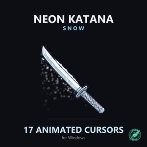 Animated Katana Cursor Pack for Windows, 17 Neon Snow Cursors, Left and Right Handed, Custom Mouse Pointer, Instant Download