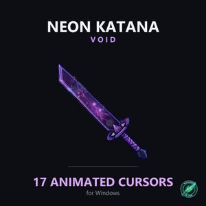 Animated Katana Cursor Pack for Windows, 17 Neon Void Cursors, Left and Right Handed, Custom Mouse Pointer, Instant Download