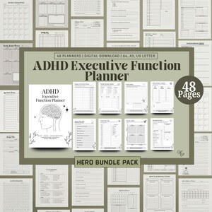 ADHD Executive Function Planner Printable, ADHD Planner, Brain Dump, Dopamine Menu, Neurodivergent Productivity & Daily Routine Workbook
