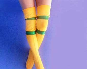 Yellow Thigh High Boots. Bootlet shoe covers. Handmade original