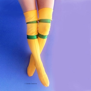 Yellow Thigh High Boots. Bootlet shoe covers. Handmade original image 1