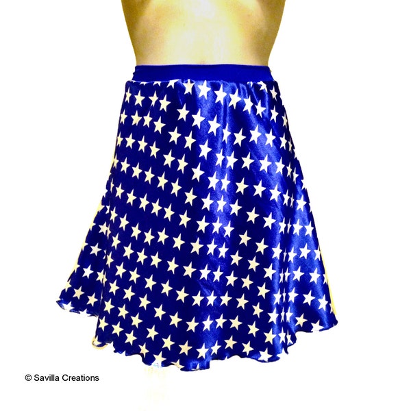 Falda de raso stars. Hecho en USA. 2 estilos. Azul y blanco real