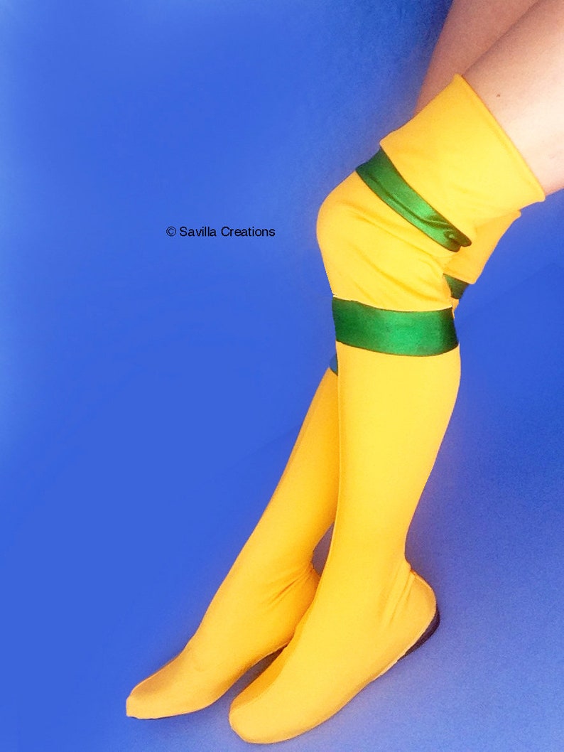 Yellow Thigh High Boots. Bootlet shoe covers. Handmade original image 3