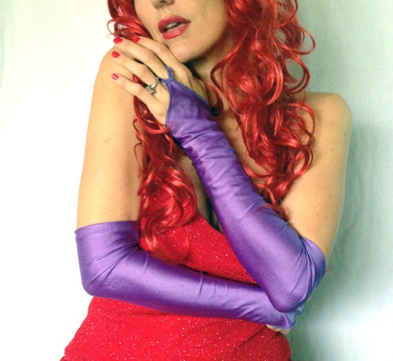 Items similar to Jessica Rabbit gloves. Fingerless. Purple on Etsy